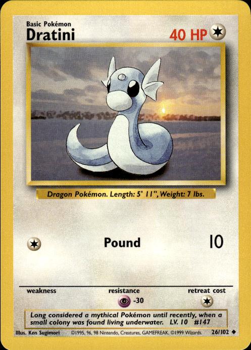 Pokemon Dratini 26/102 Base Set Uncommon Near Mint