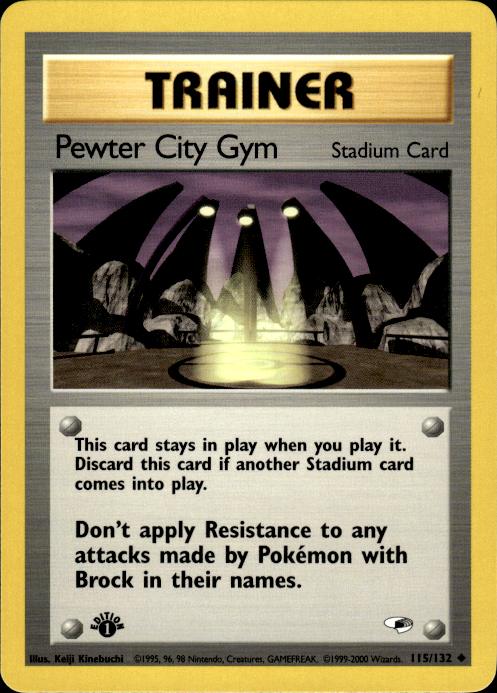 Pokemon Pewter City Gym 115/132 Gym Heroes Uncommon 1st Edition Near Mint