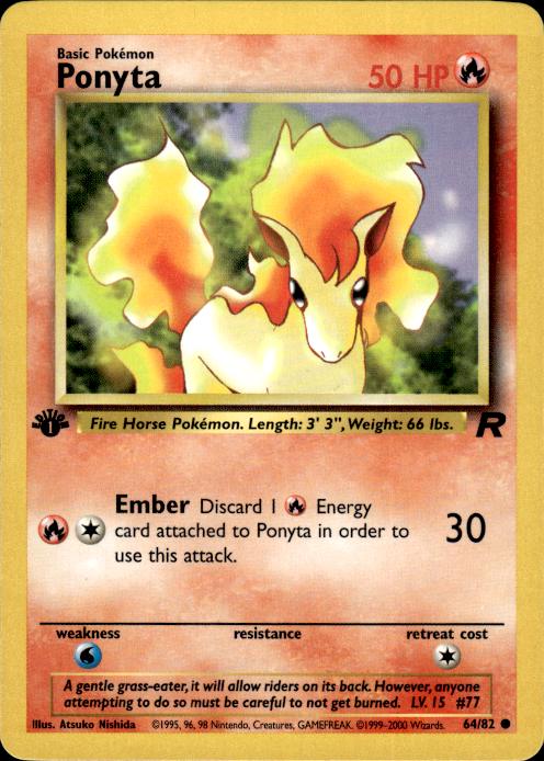 Pokemon Ponyta 64/82 Team Rocket Common 1st Edition Near Mint