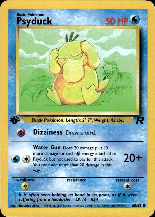 Pokemon Psyduck 65/82 Team Rocket Common 1st Edition Near Mint