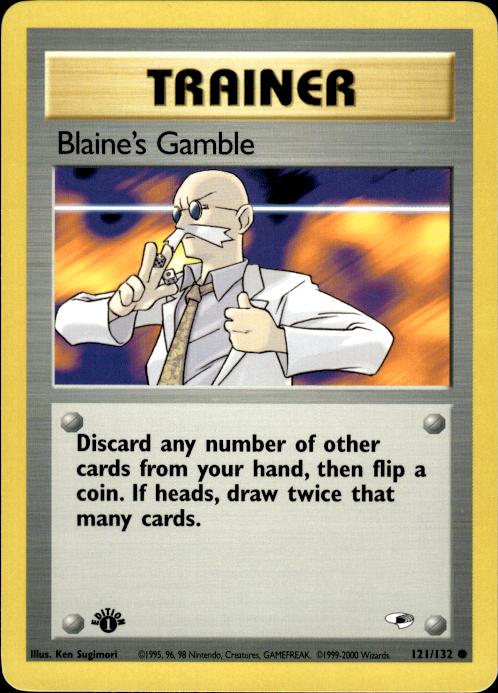 Pokemon Blaine's Gamble 121/132 Gym Heroes Common 1st Edition Near Mint