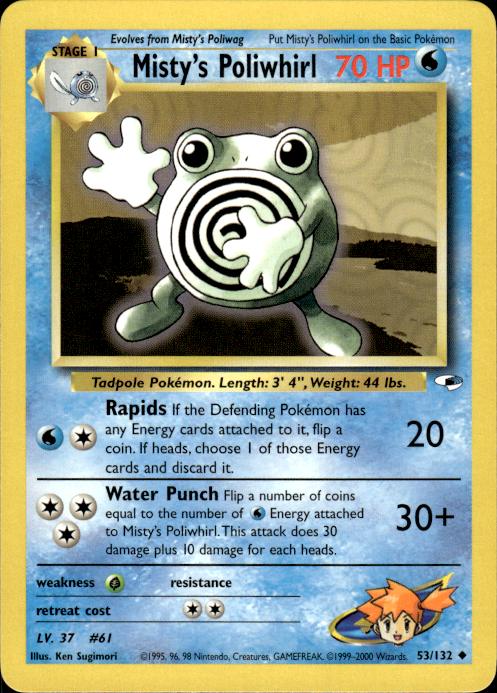 Pokemon Misty's Poliwhirl 53/132 Gym Heroes Uncommon Near Mint