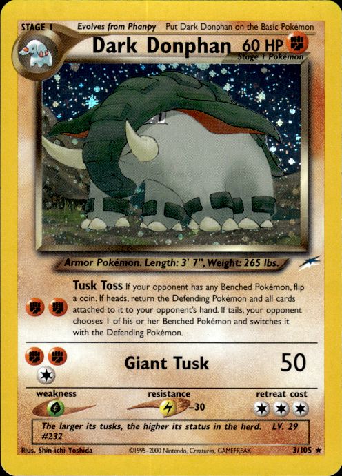 Pokemon Dark Donphan 3/105 Neo Destiny Holo Rare Lightly Played