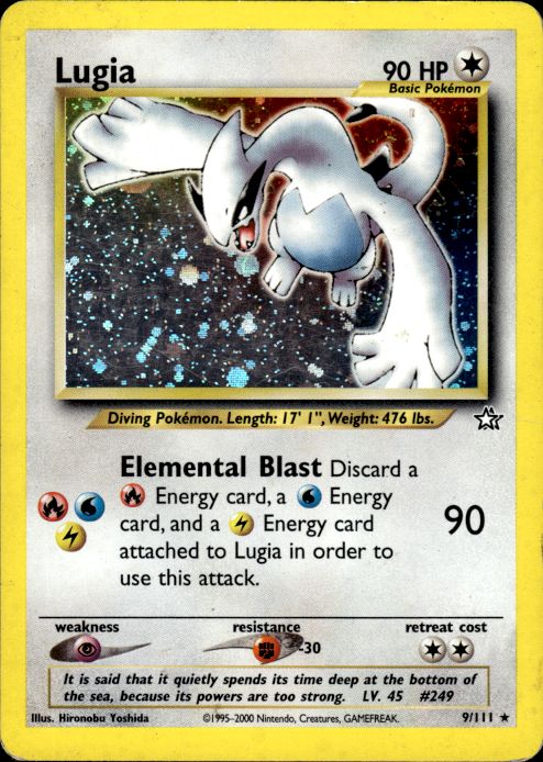 Pokemon Lugia 9/111 Neo Genesis Holo Rare Heavily Played