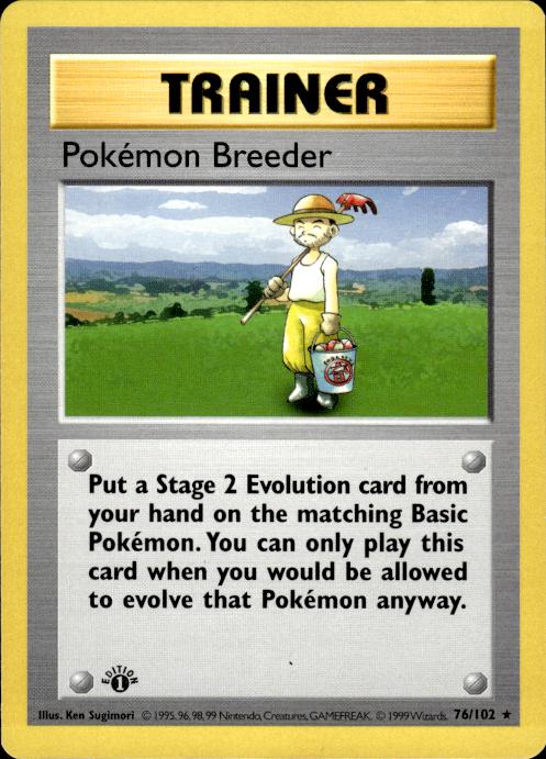 Pokemon Pokemon Breeder 76/102 Base Set Rare 1st Edition Heavily Played