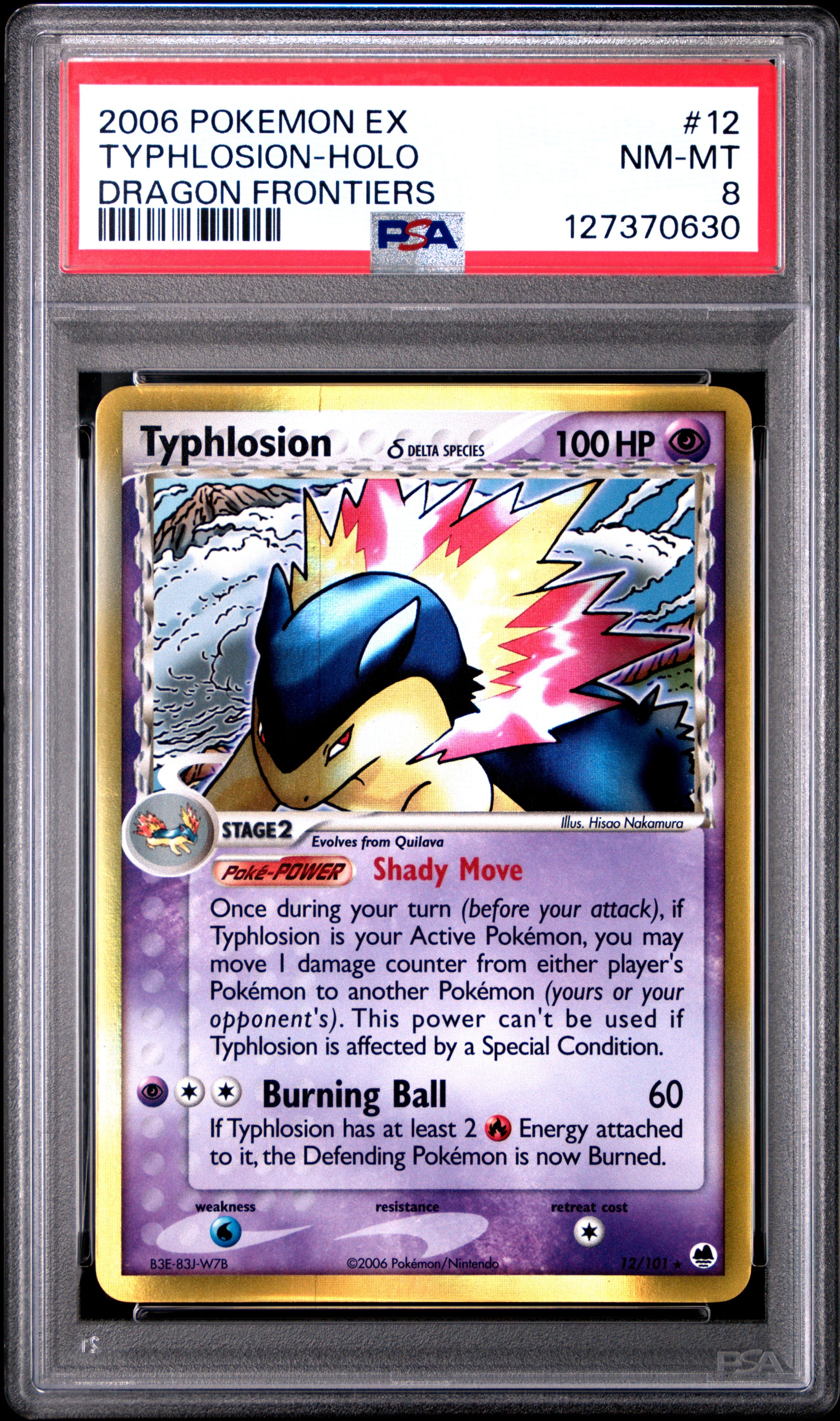 Typhlosion Holo 12/101 Dragon Frontiers Pokemon PSA 8