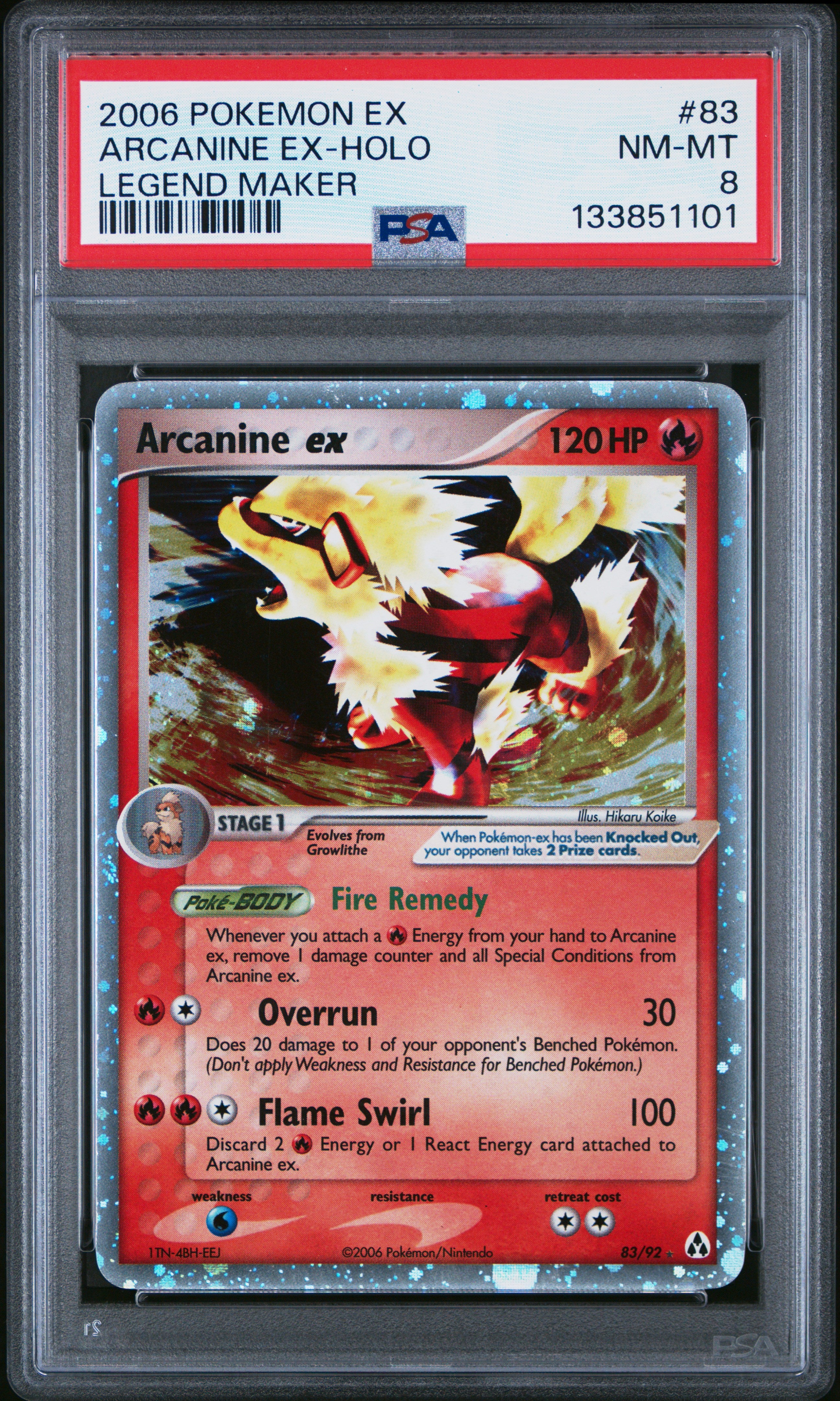 Arcanine EX Holo 83/92 Legend Maker Pokemon PSA 8