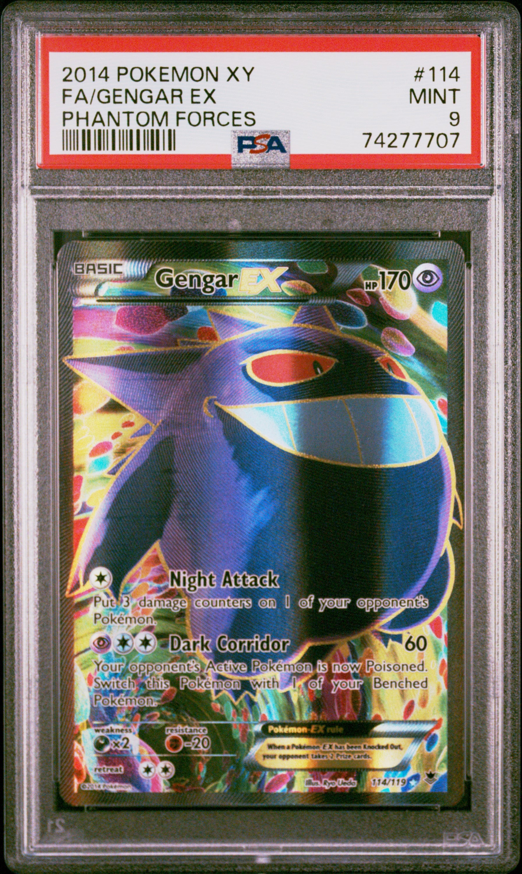 Gengar EX 114/119 Phantom Forces Pokemon PSA 9