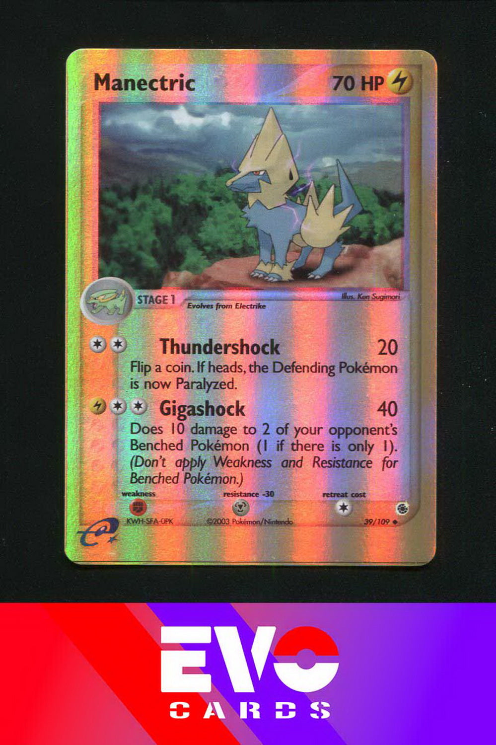 Manectric 39/109 - ex Ruby & Sapphire - Reverse holo - Excellent Manectric 39/109 - ex Ruby & Sapphire - Reverse holo - Excellent