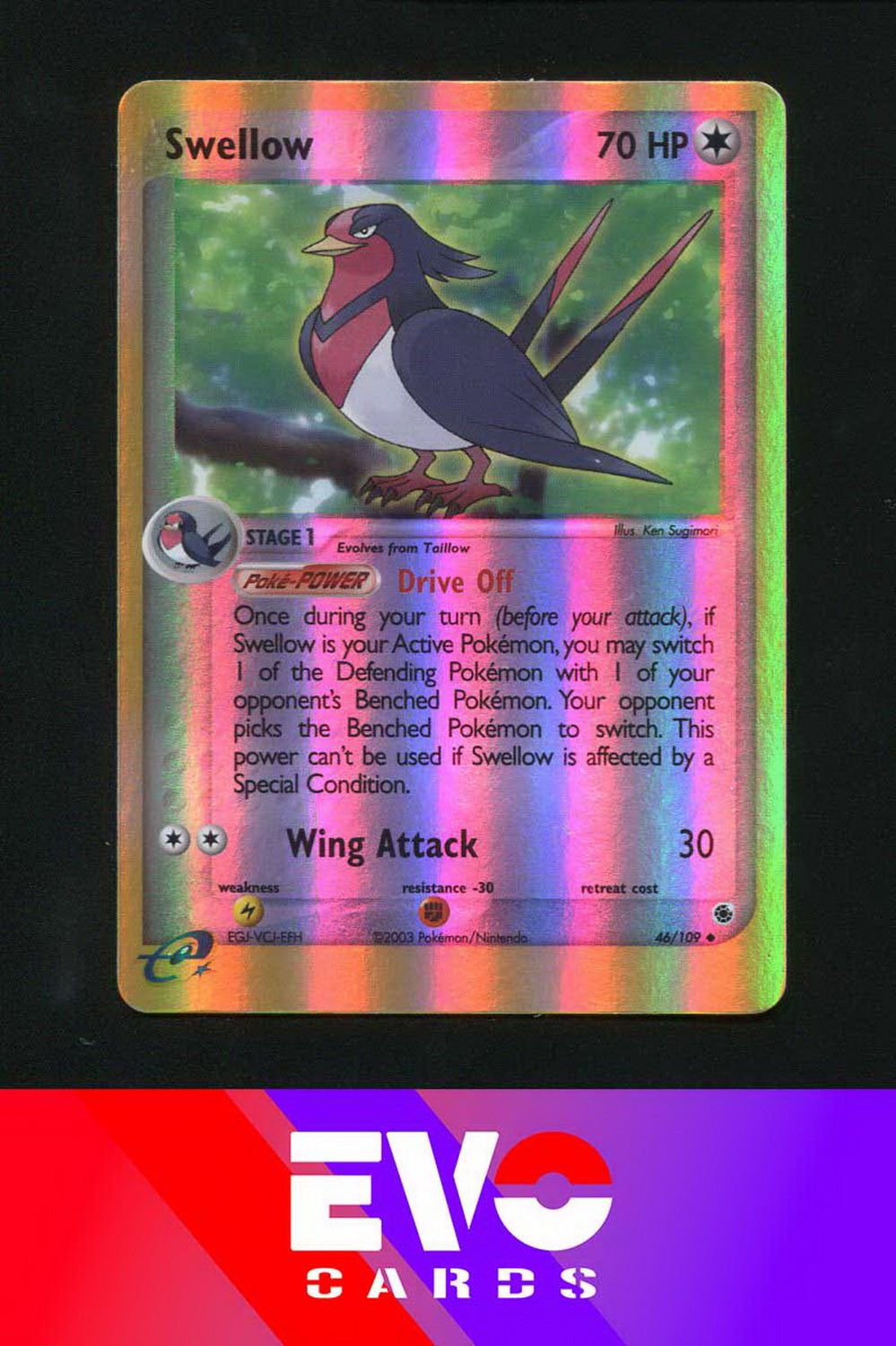 Swellow 46/109 - ex Ruby & Sapphire - Reverse holo - Excellent