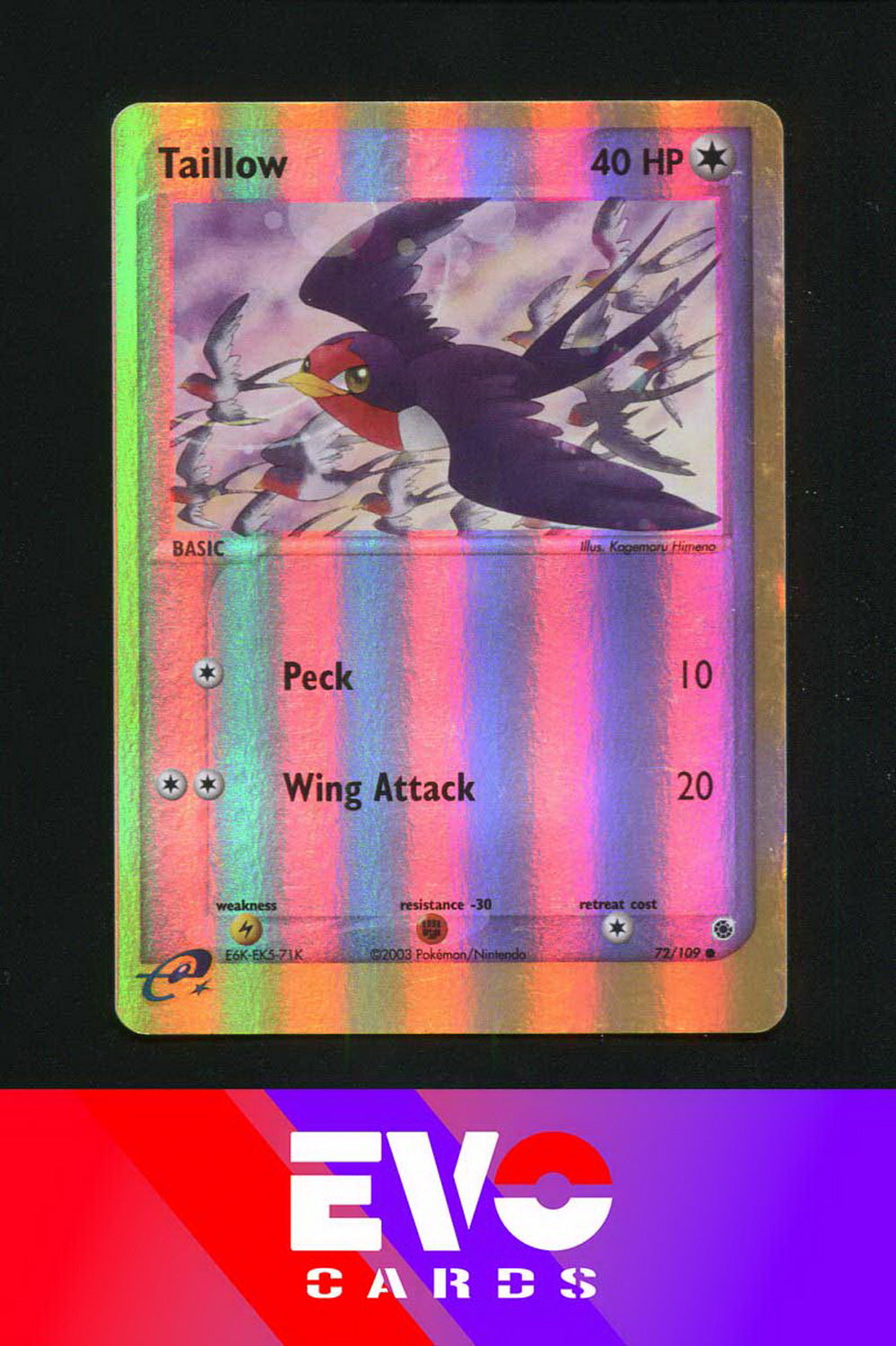 Taillow 72/109 - ex Ruby & Sapphire - Reverse holo - Excellent