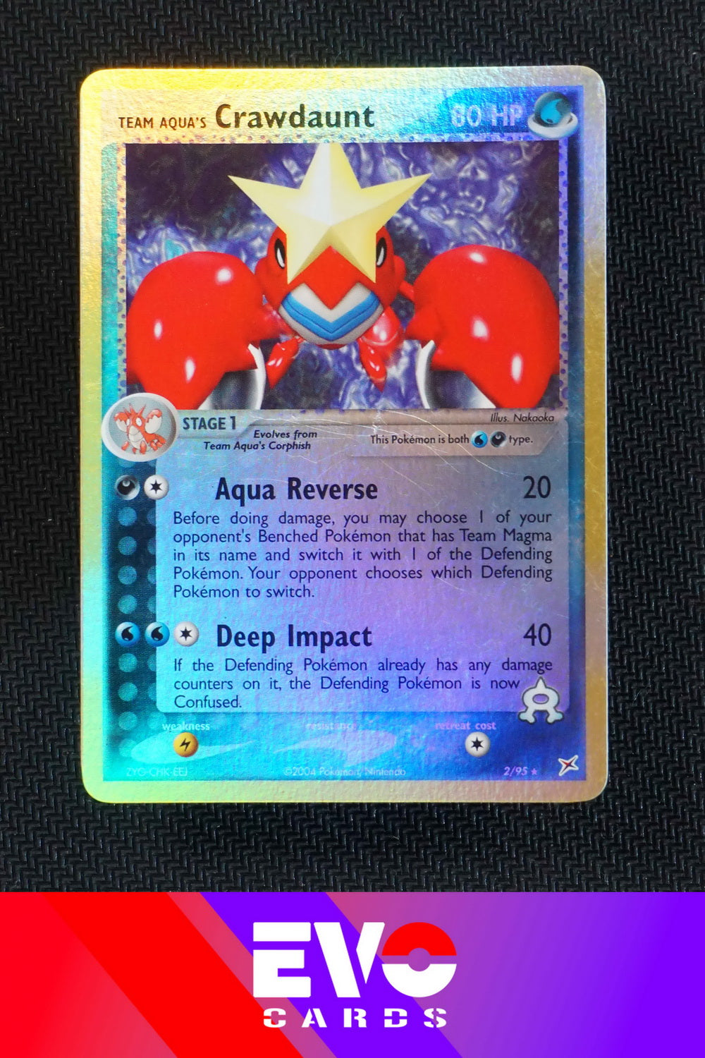 Crawdaunt 2/95 - ex Team Magma vs Team Aqua - Reverse Holo - Very Good
