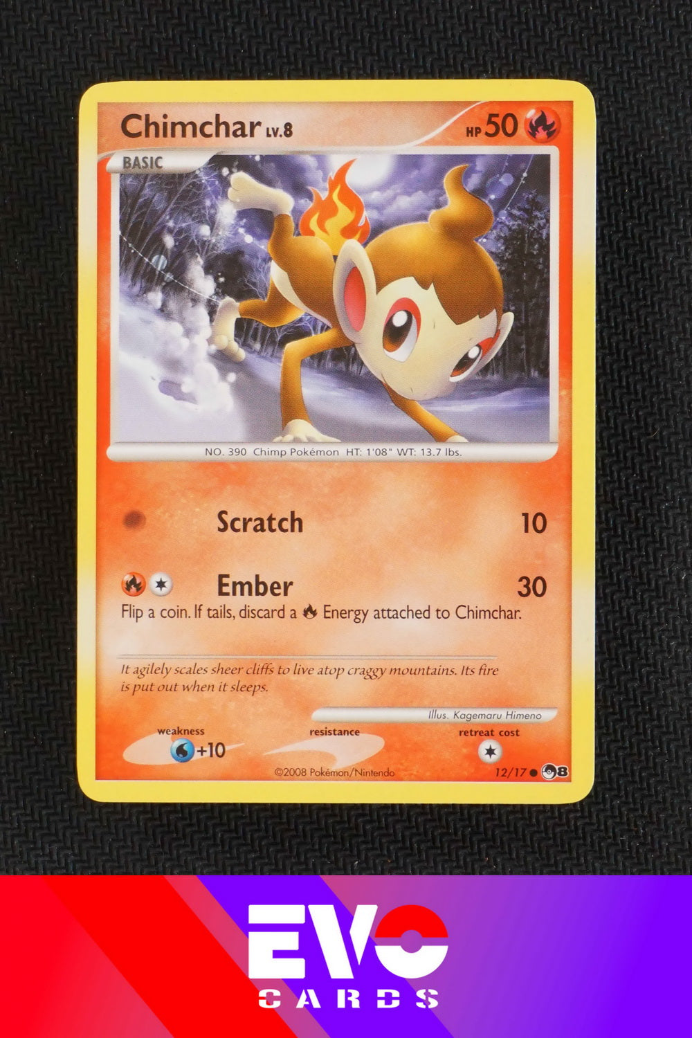 chimchar holographic card Chimchar 12/17 - Pop Series 8