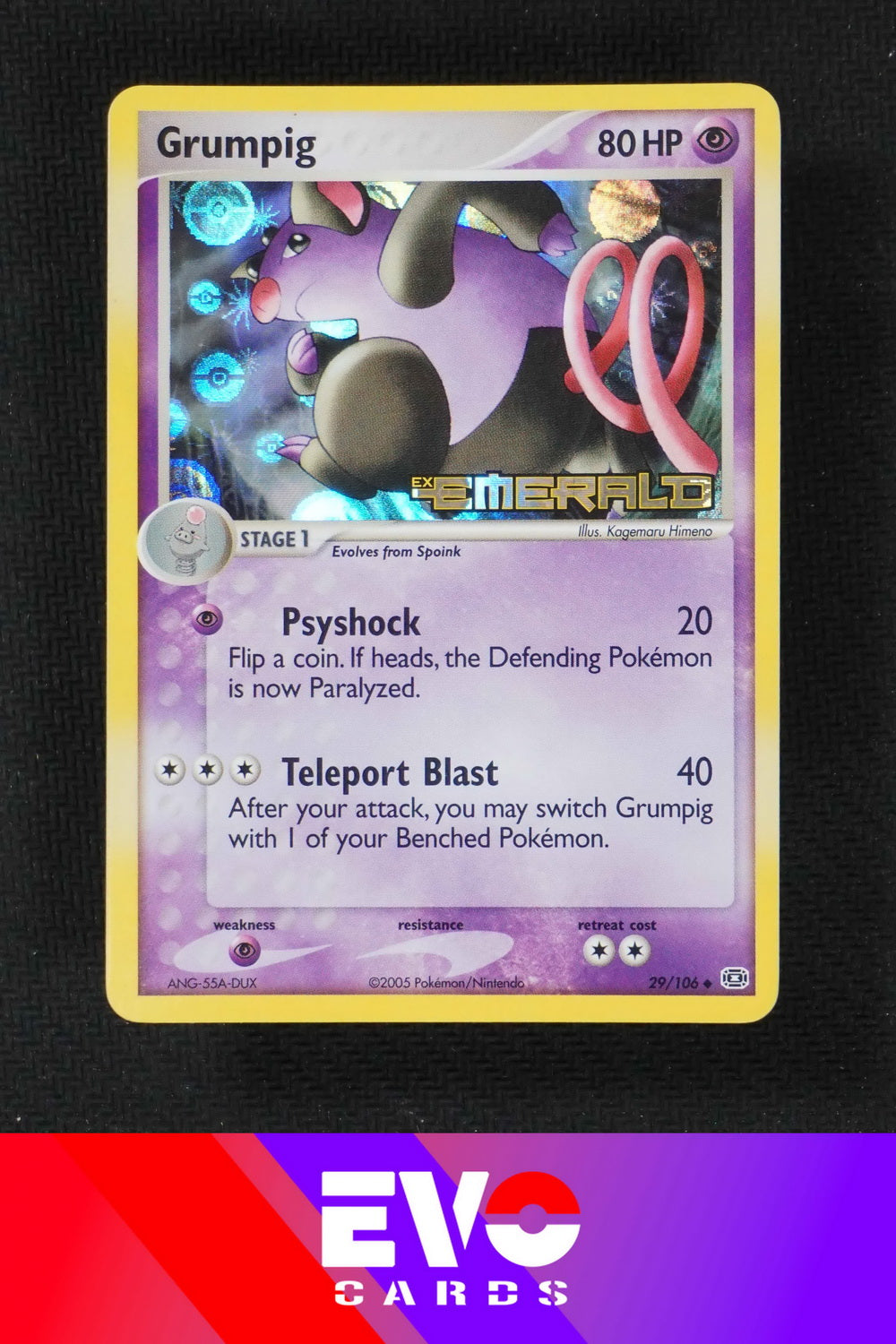 Grumpig 29/106 - ex Emerald - Reverse holo - Excellent