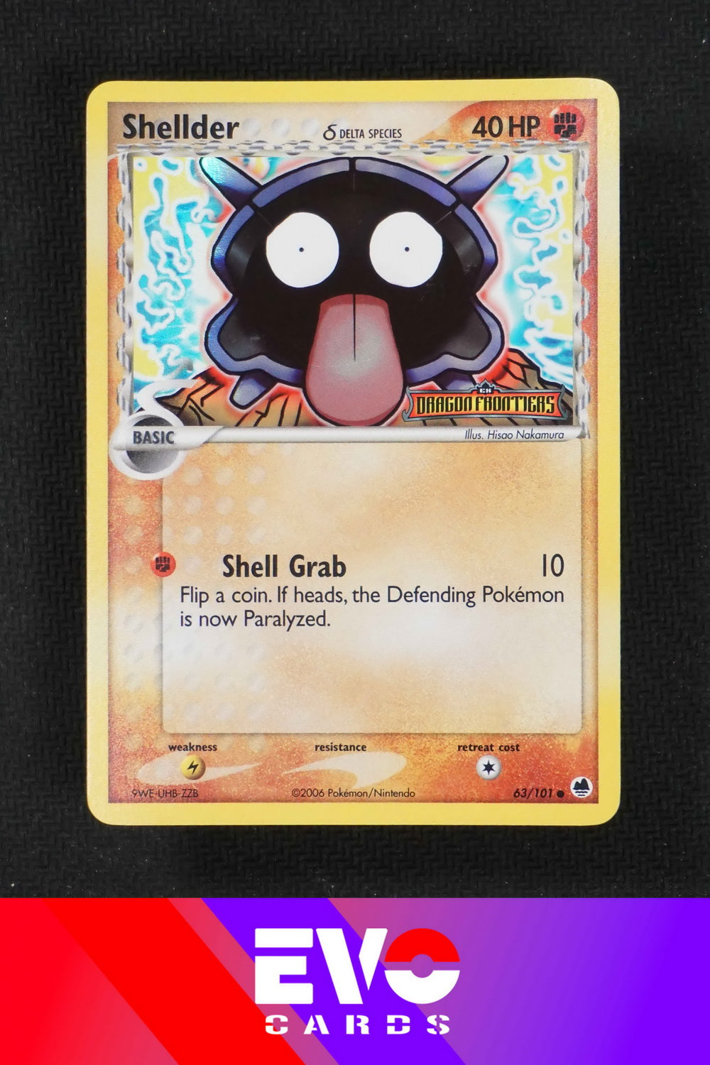 Shellder 63/101 - ex Dragon Frontiers - Reverse Holo - Excellent