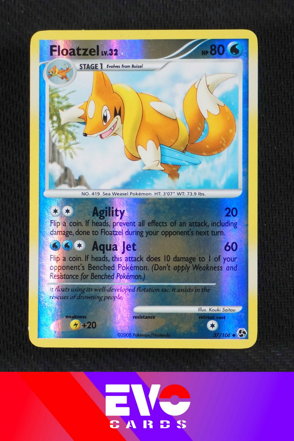 Floatzel 37/106 - Great Encounters - Reverse Holo - Excellent Floatzel 37/106 - Great Encounters - Reverse Holo - Excellent