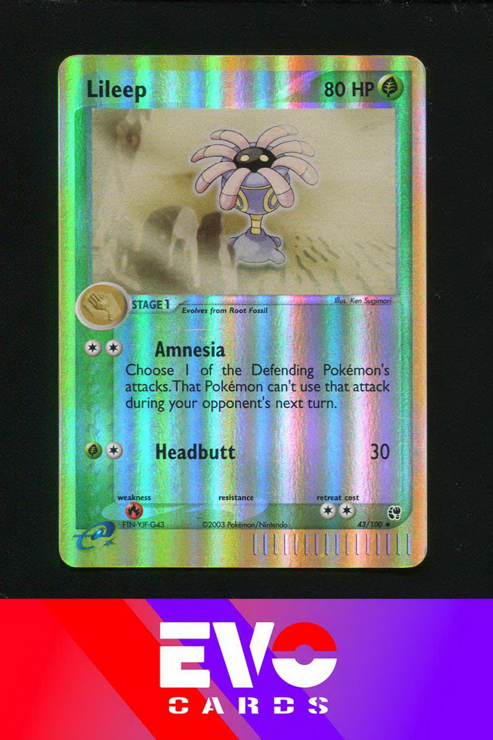 Lileep 43/100 - ex Sandstorm - Reverse Holo - Excellent