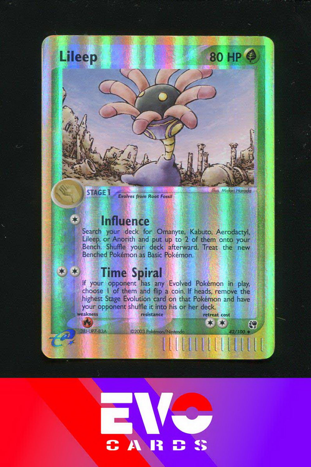 Lileep 42/100 - ex Sandstorm - Reverse Holo - Excellent