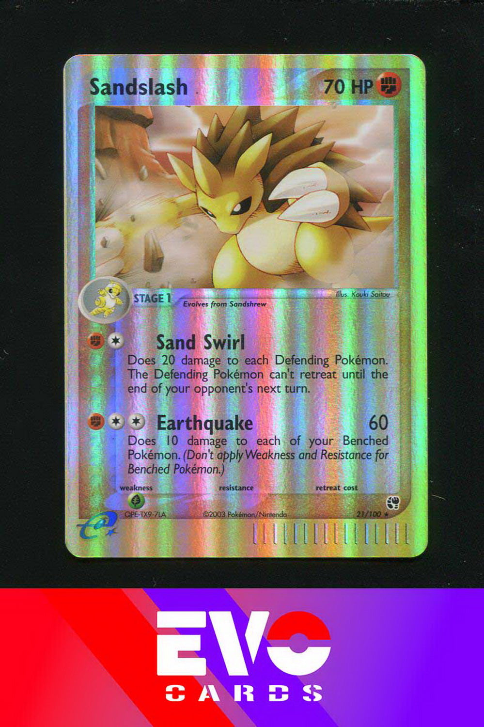 Sandslash 21/100 - ex Sandstorm - Reverse Holo - Excellent