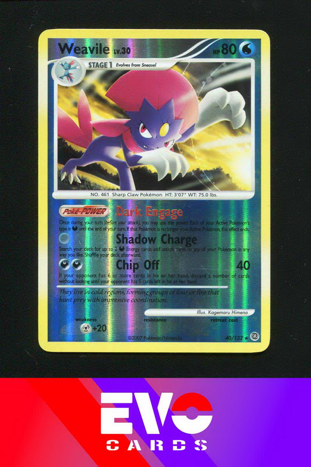 Weavile 40/132 - Secret Wonders - Reverse Holo - Very Good Weavile 40/132 - Secret Wonders - Reverse Holo - Very Good