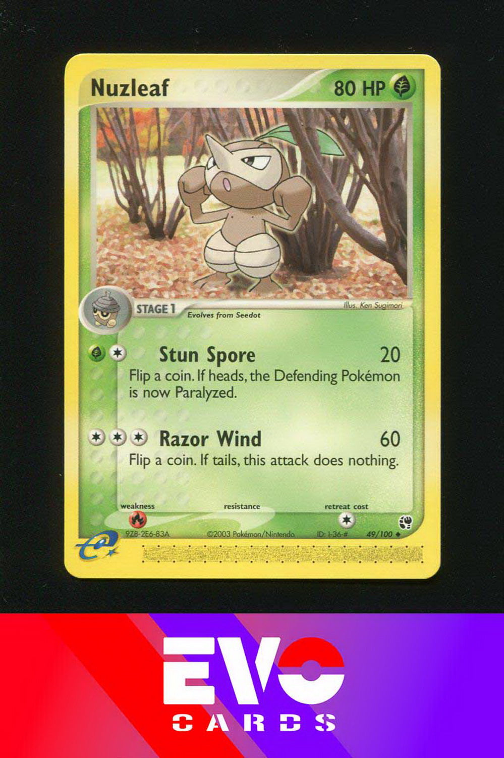 Nuzleaf 49/100 - ex Sandstorm - Near Mint