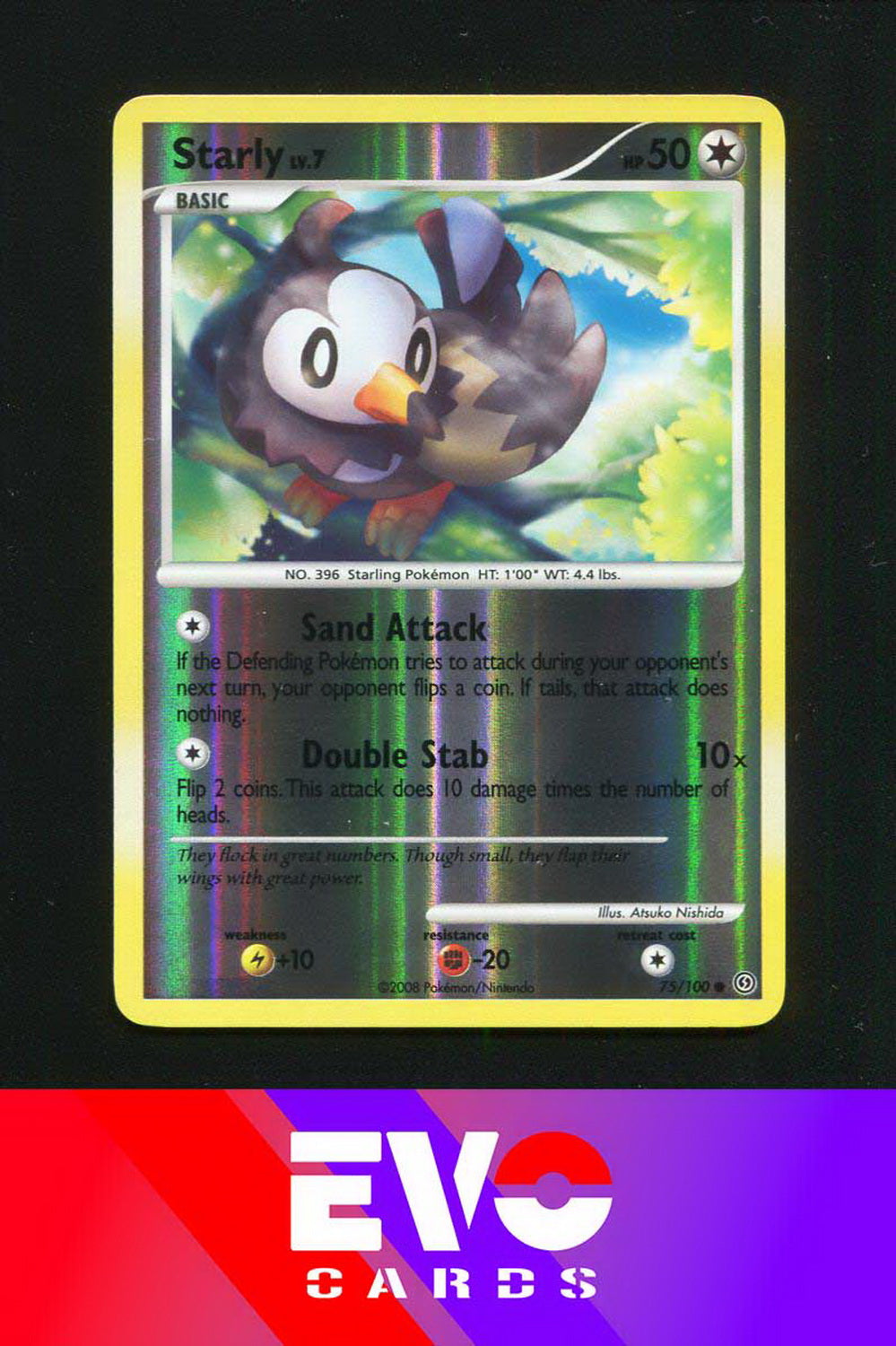 Starly 75/100 - Stormfront - Reverse Holo - Excellent