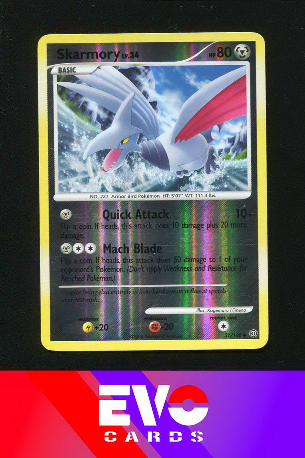 Skarmory 51/100 - Stormfront - Reverse Holo - Excellent