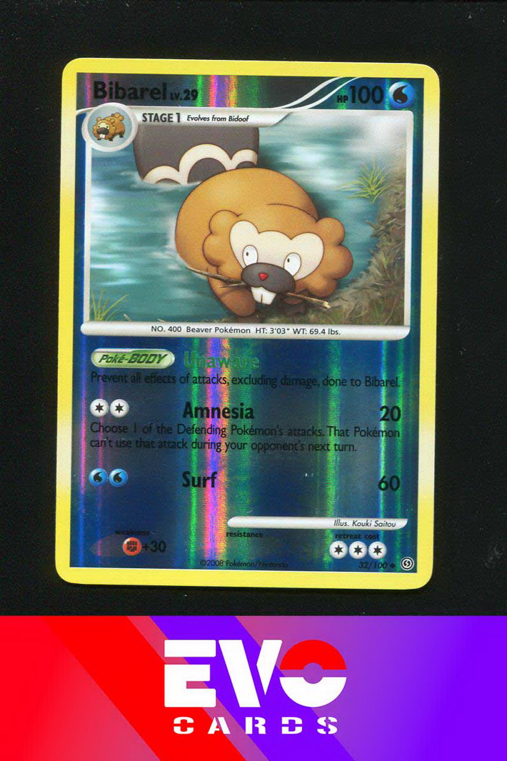 Bibarel 32/100 - Stormfront - Reverse Holo - Excellent