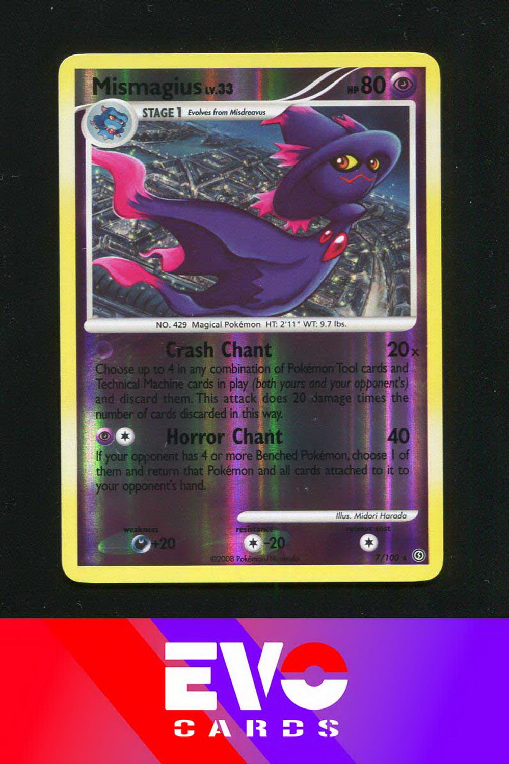 pokemon venonat card Mismagius 7/100 - Stormfront - Reverse Holo