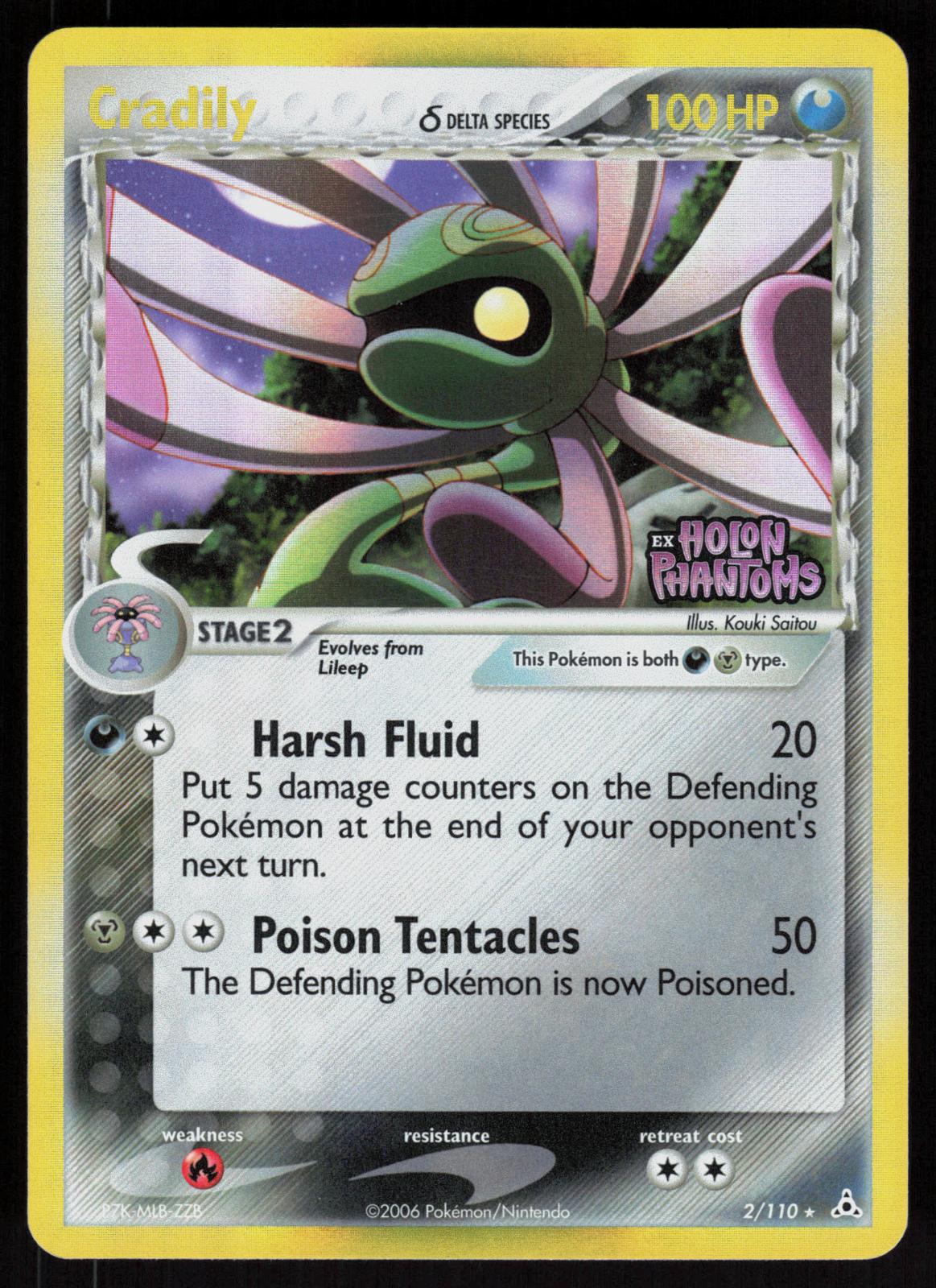Pokemon Cradily 2/110 Holon Phantoms Holo Rare Reverse Holo Near Mint