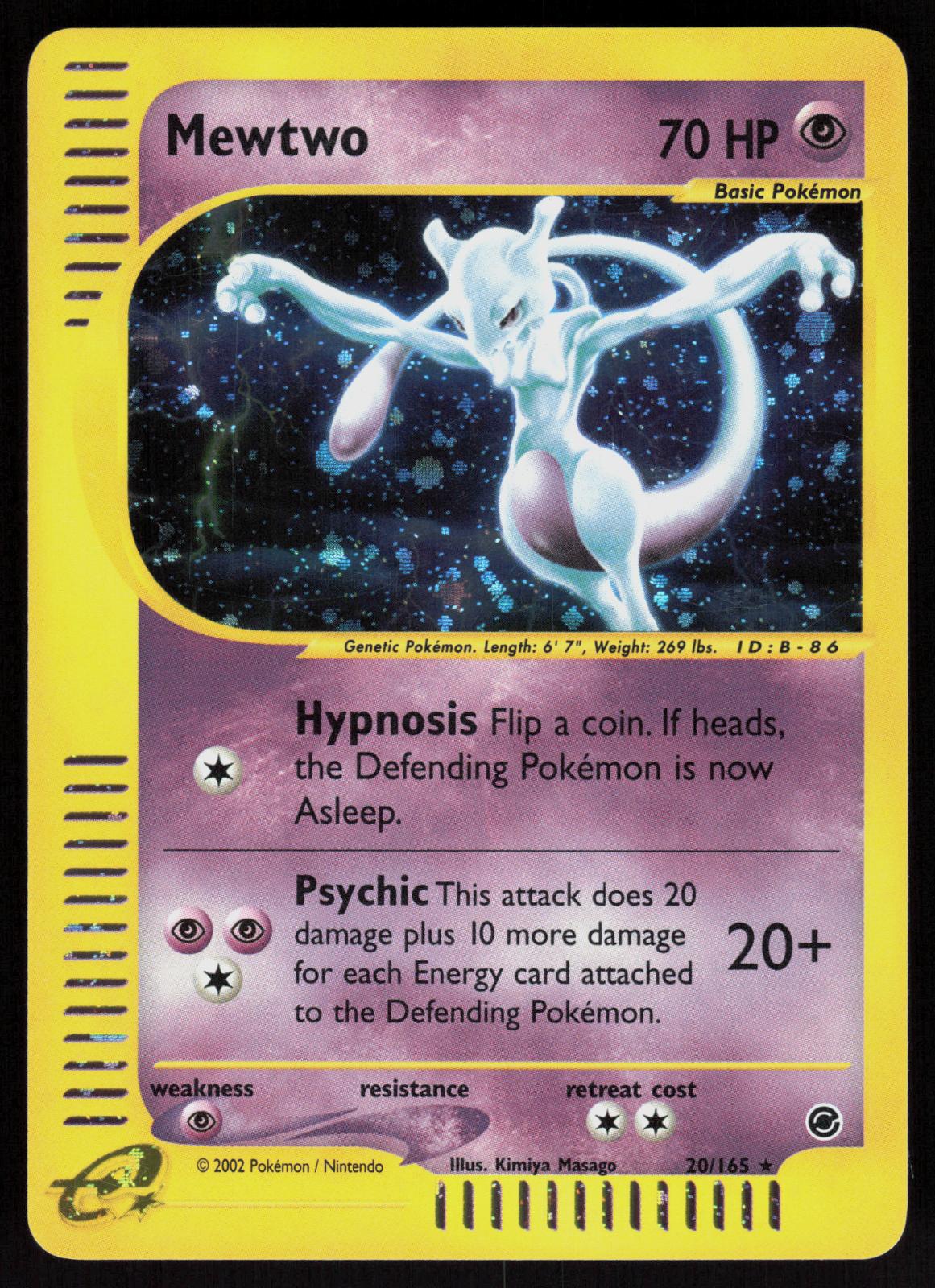 Pokemon Mewtwo 20/165 Expedition Base Set Holo Rare Lightly Played