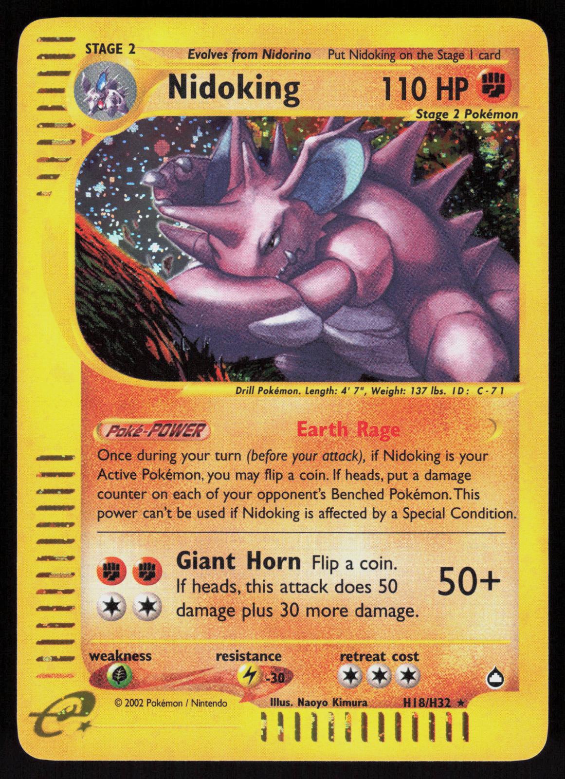 Pokemon Nidoking H18/H32 Aquapolis Holo Holo Rare Near Mint