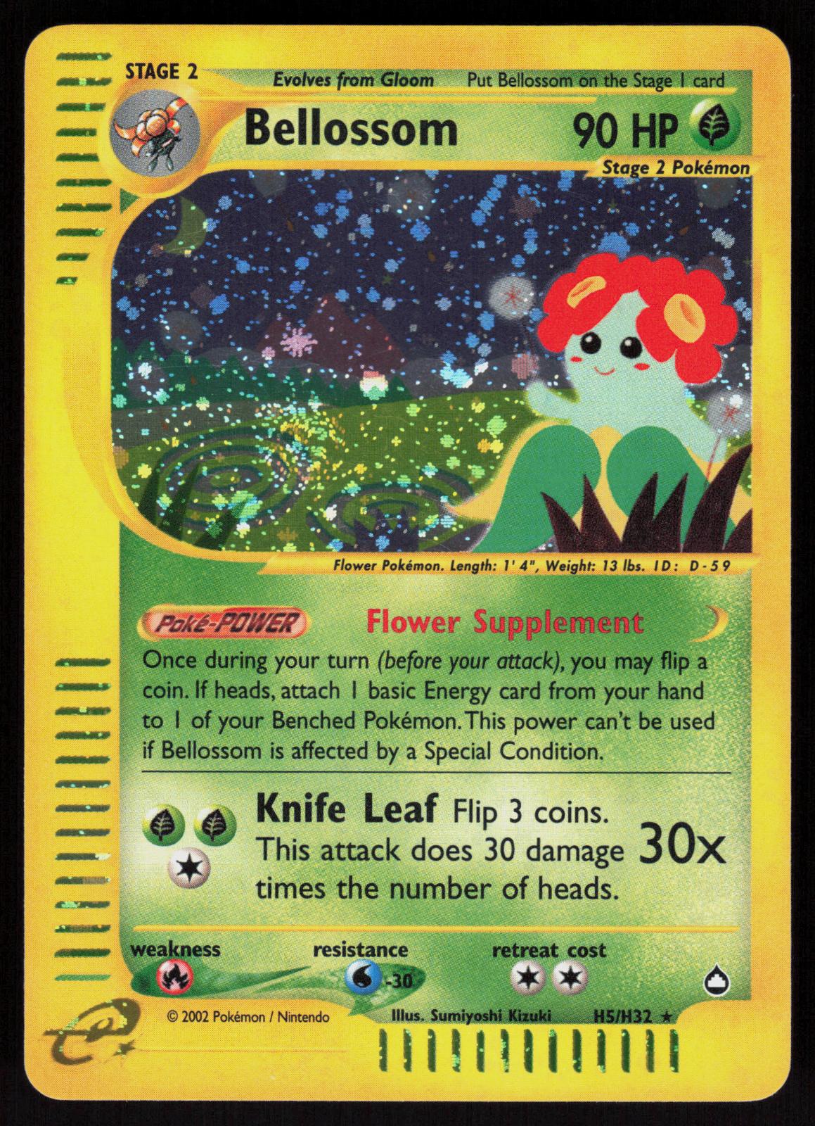 Pokemon Bellossom H5/H32 Aquapolis Holo Rare Lightly Played