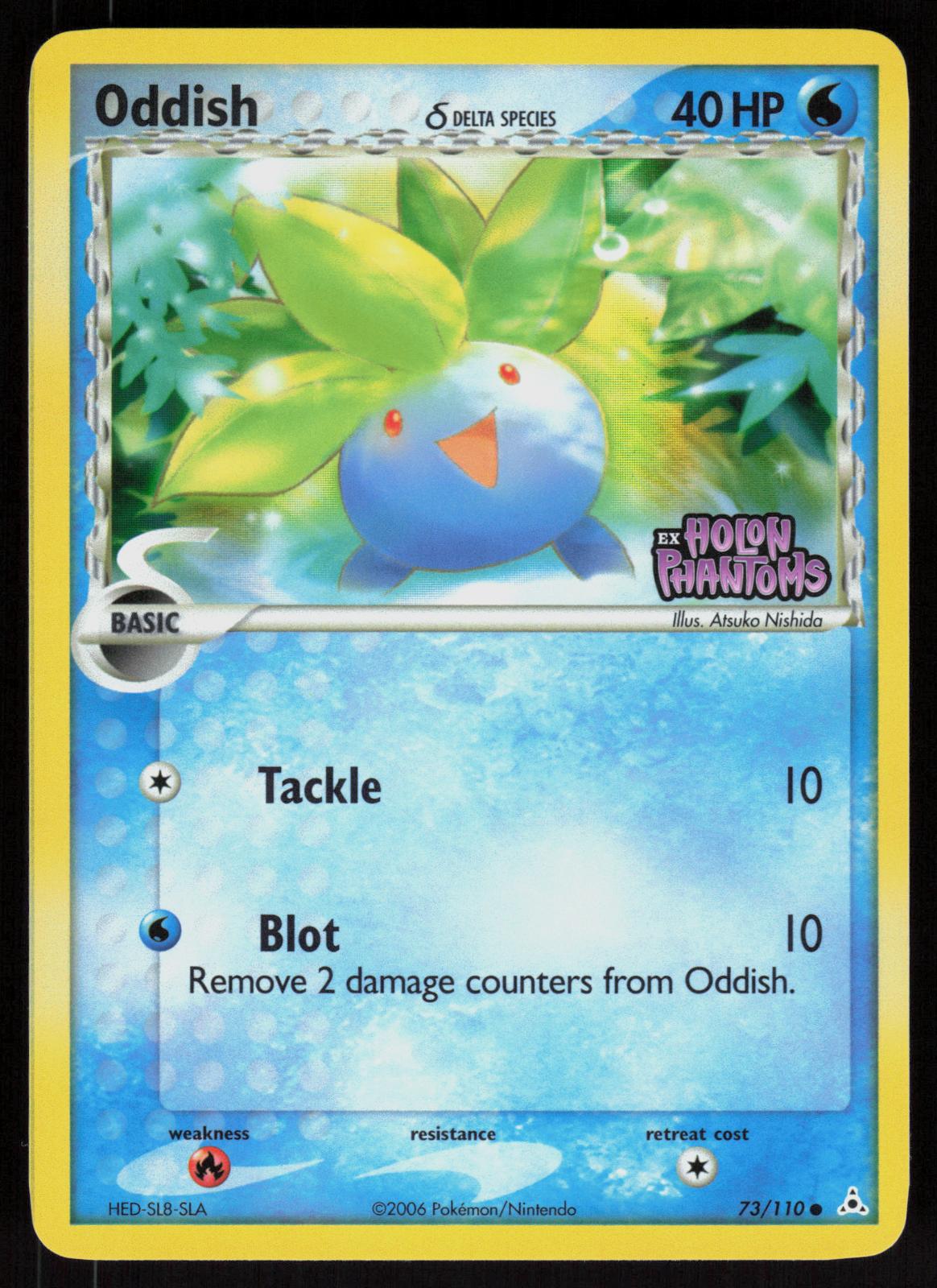Pokemon Oddish 73/110 Holon Phantoms Common Reverse Holo Near Mint