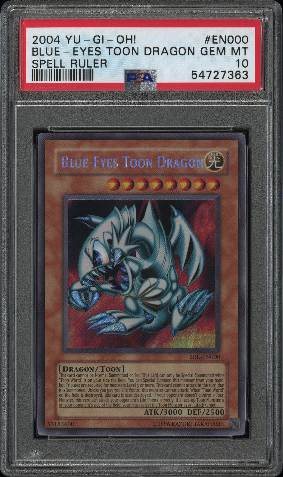 Blue Eyes Toon Dragon EN000 SRL Spell Ruler Yugioh PSA 10