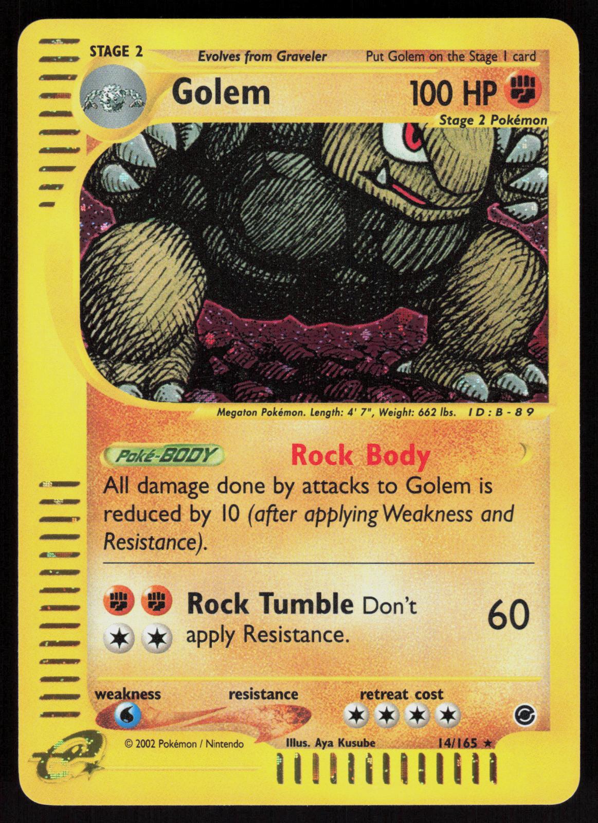 Pokemon Golem 14/165 Expedition Base Set Holo Rare Lightly Played