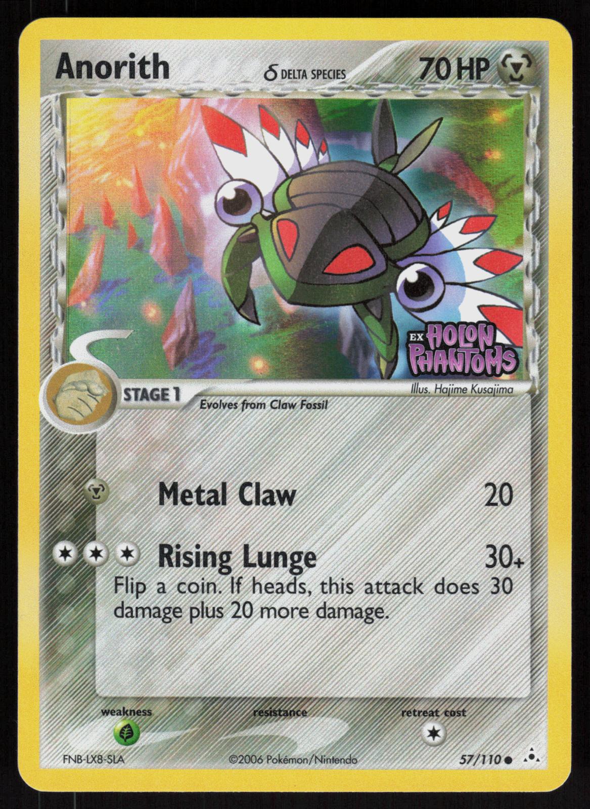 Pokemon Anorith 57/110 Holon Phantoms Common Reverse Holo Near Mint