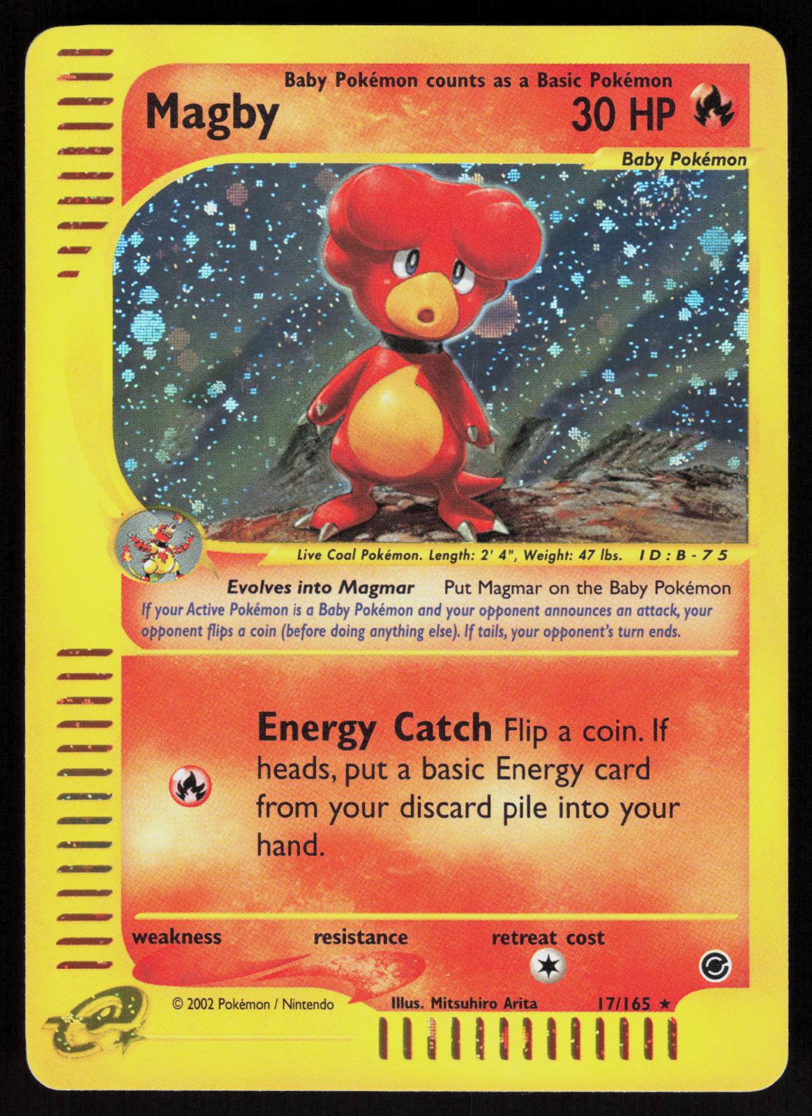 Pokemon Magby 17/165 Expedition Base Set Holo Rare Lightly Played