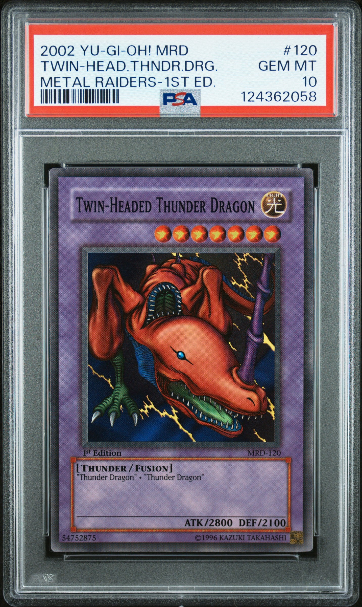 Twin-Headed Thunder Dragon 120 1st Edition MRD Metal Raiders Yugioh PSA 10