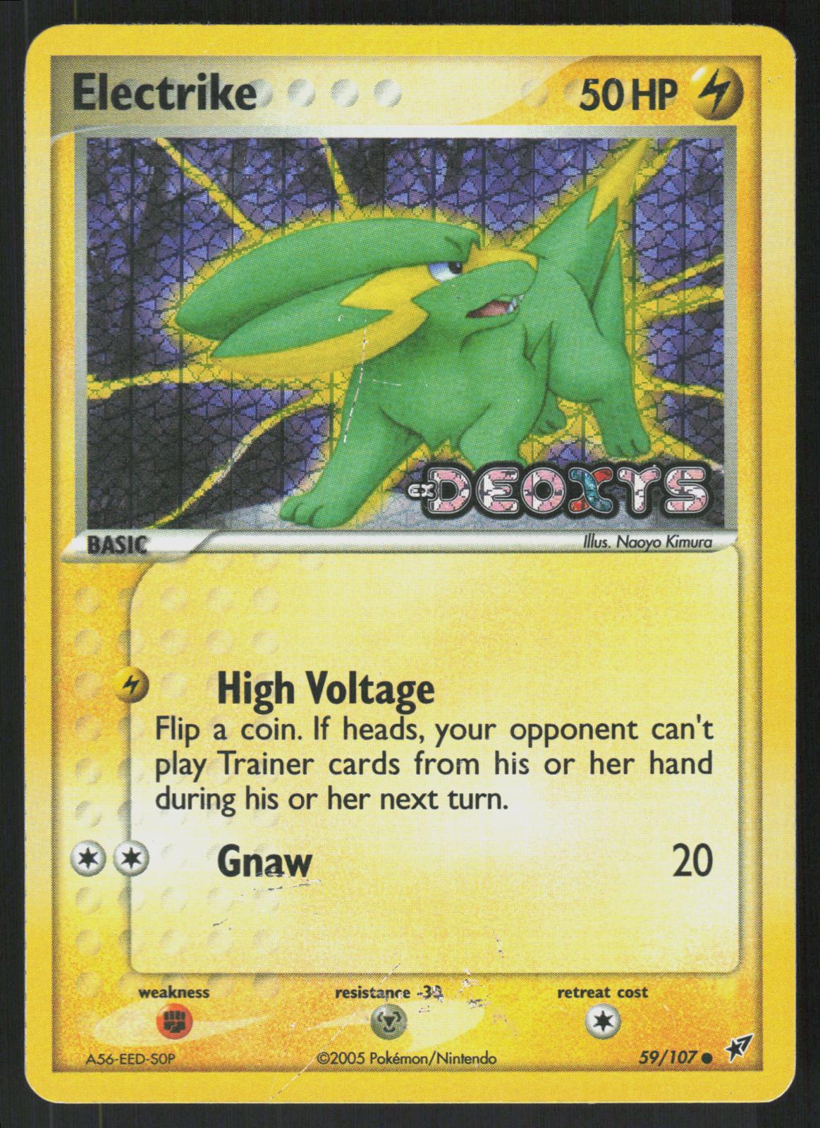 Pokemon Electrike 59/107 Deoxys Common Reverse Holo Moderately Played