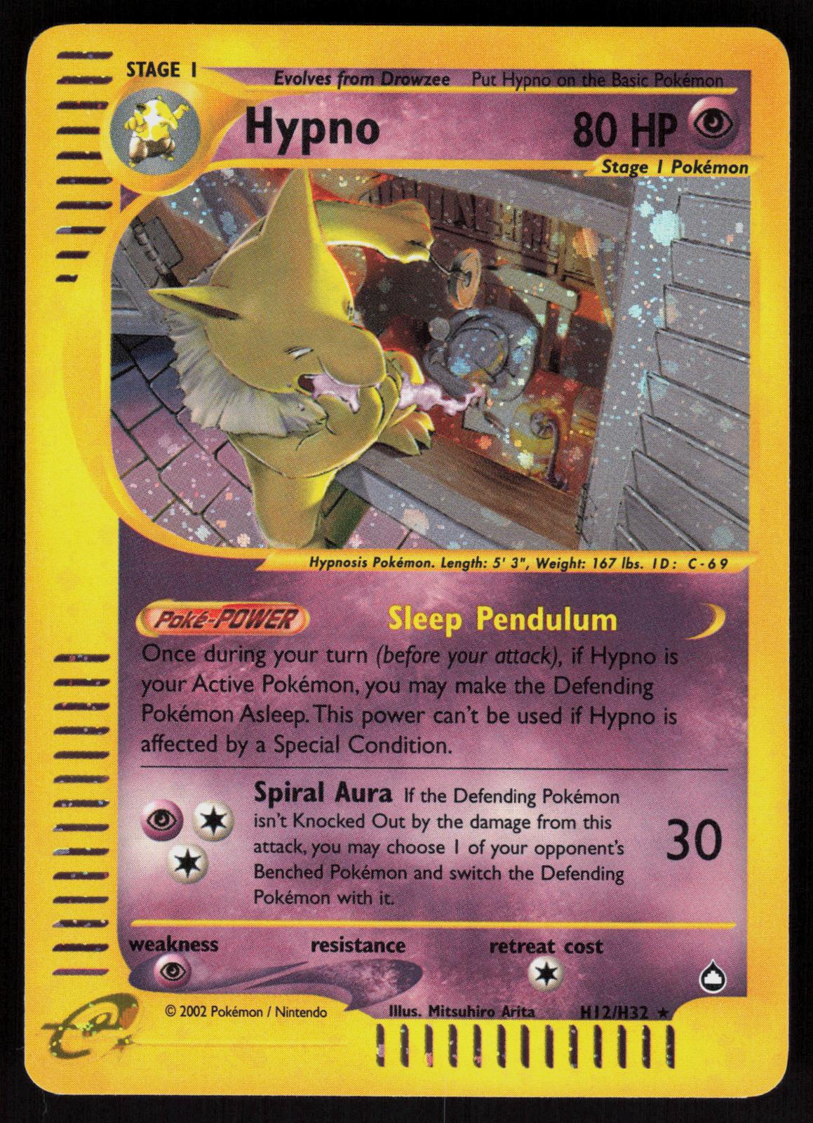 Pokemon Hypno H12/H32 Aquapolis Holo Rare Lightly Played