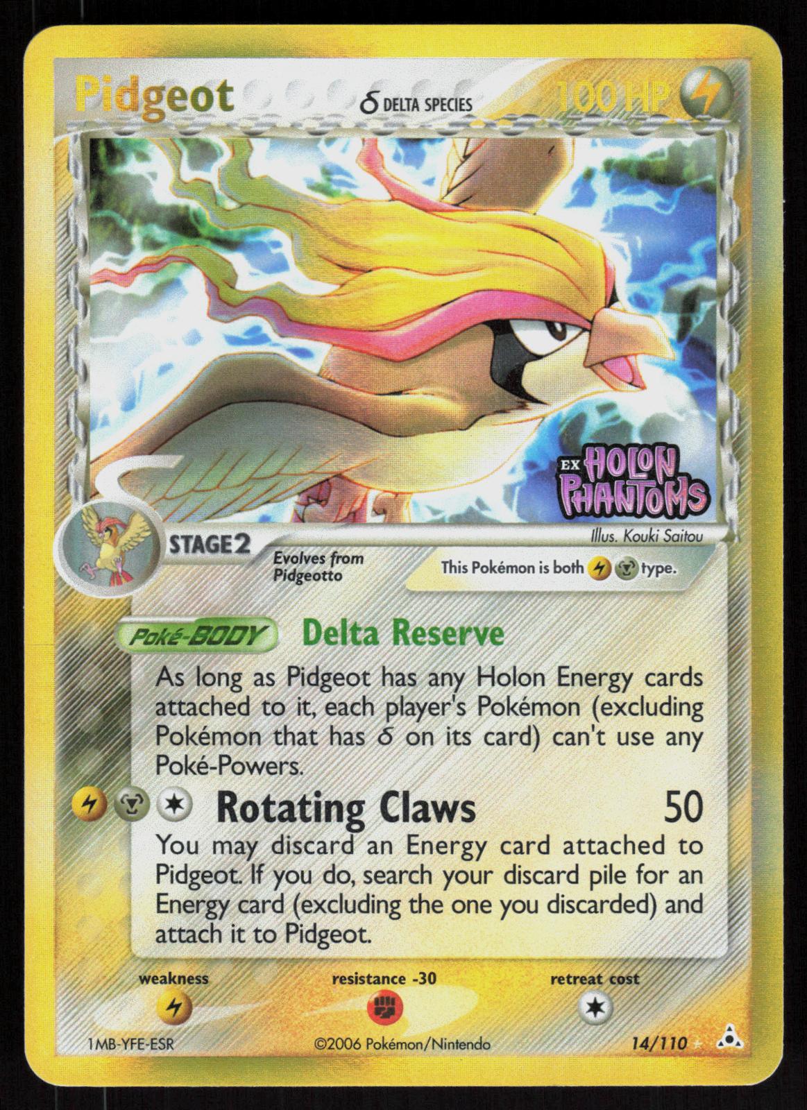 Pokemon Pidgeot 14/110 Holon Phantoms Holo Rare Reverse Holo Near Mint