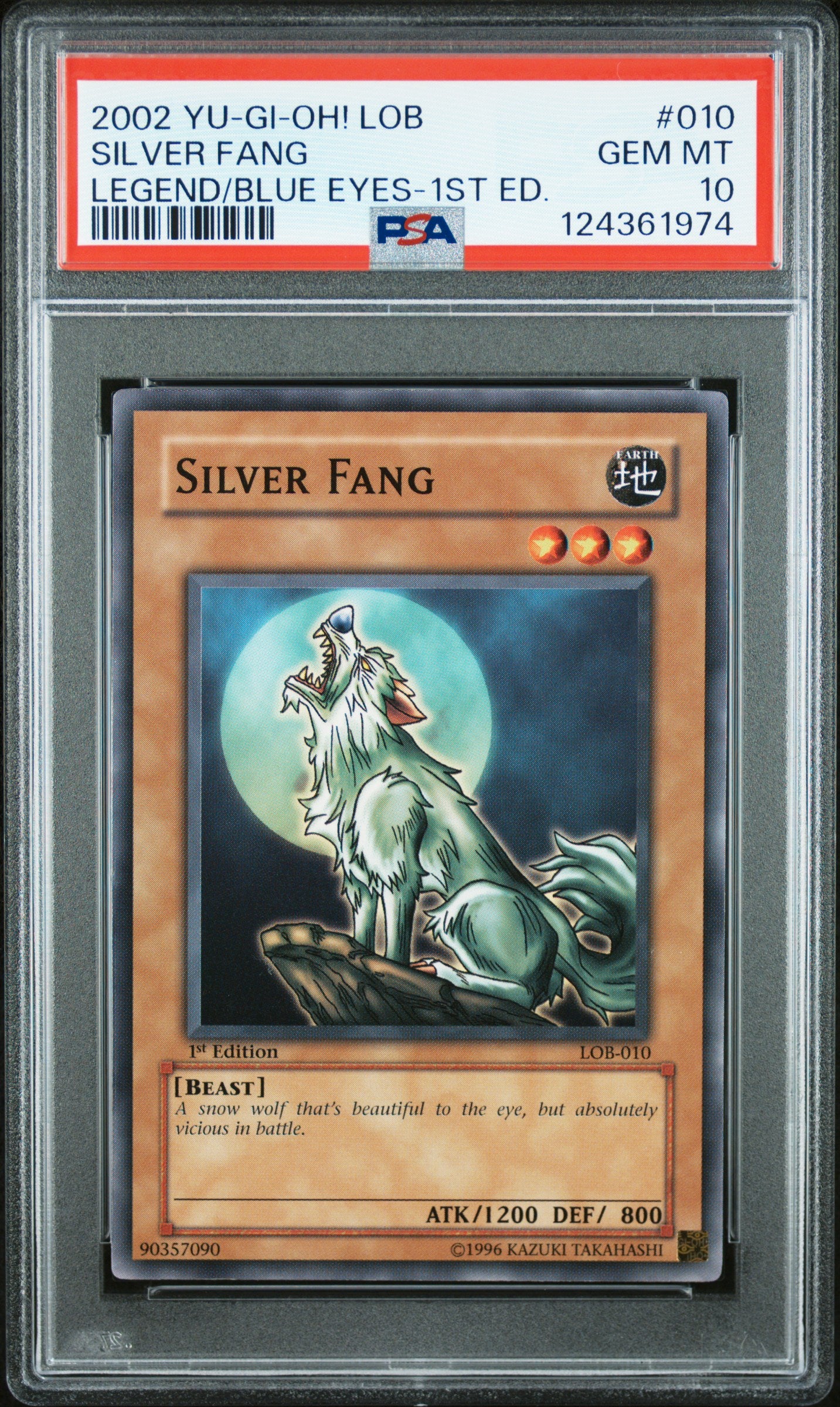 silver fang yugioh card Silver Fang 010 LOB Legend Of Blue Eyes White Dragon 1st Edition Yugioh PSA  10