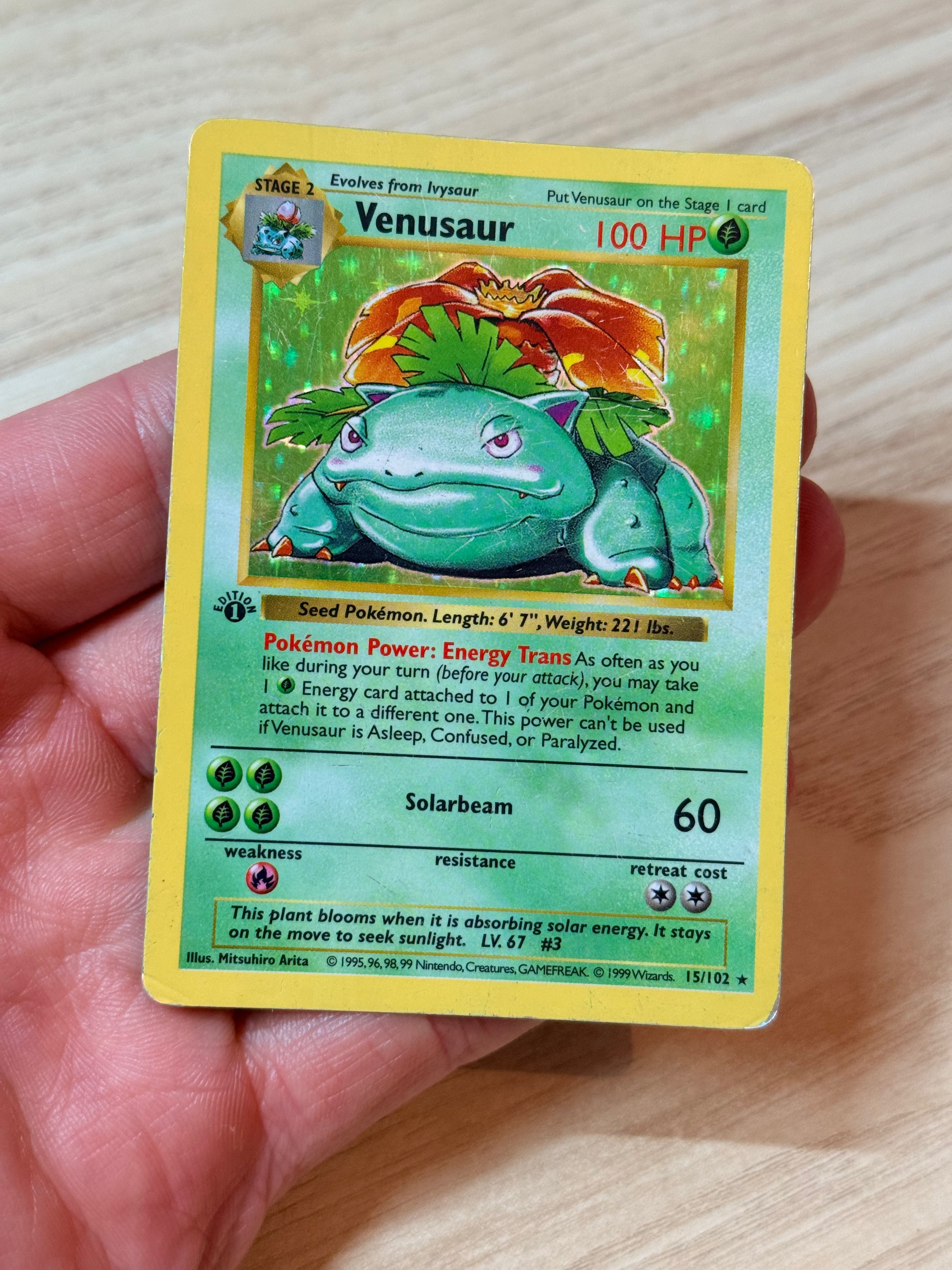 full set of pokemon cards for sale Pokemon Venusaur 15/102 Base Set Holo 1st Edition Heavily Played