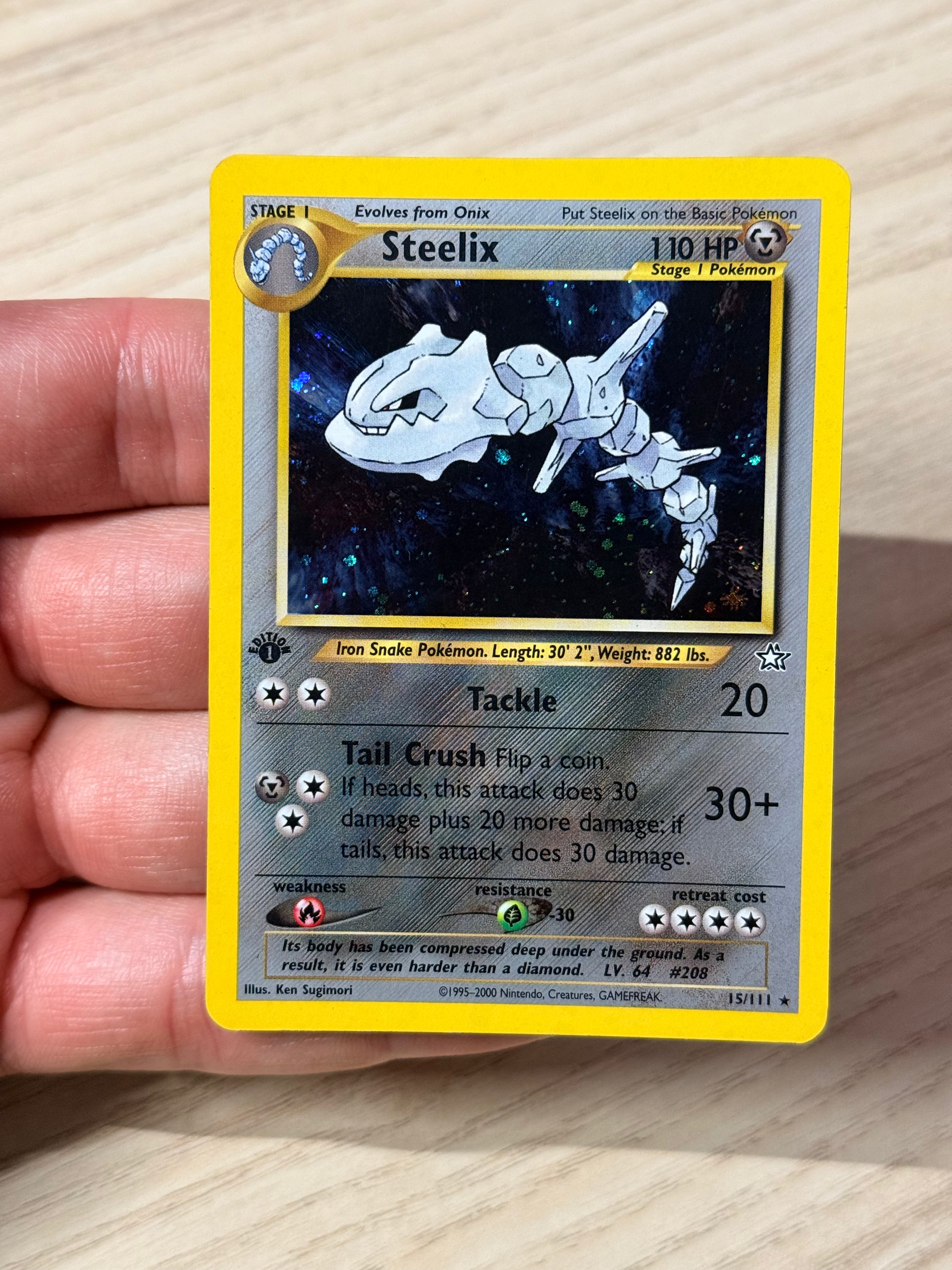 Pokemon Steelix 15/111 Neo Genesis Holo Rare 1st Edition Lightly Played