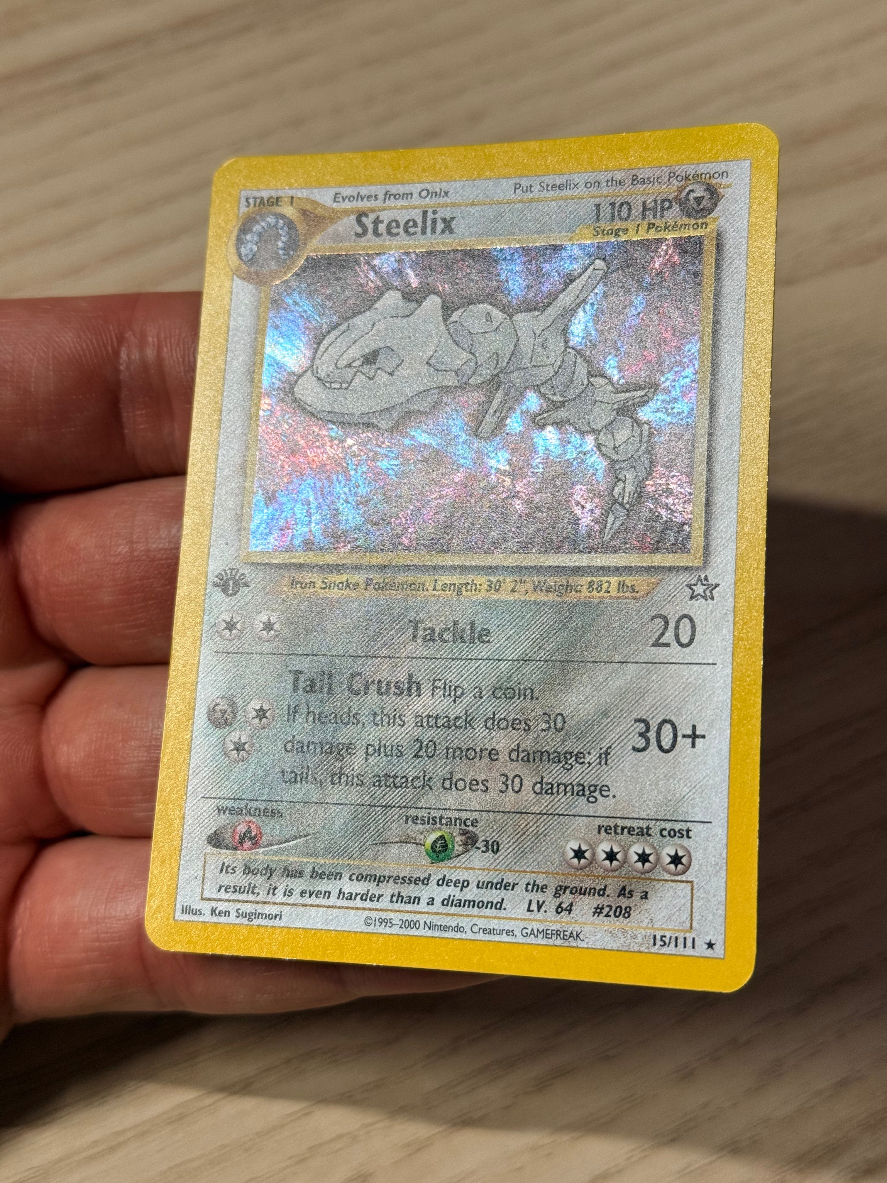 Pokemon Steelix 15/111 Neo Genesis Holo Rare 1st Edition Lightly Played