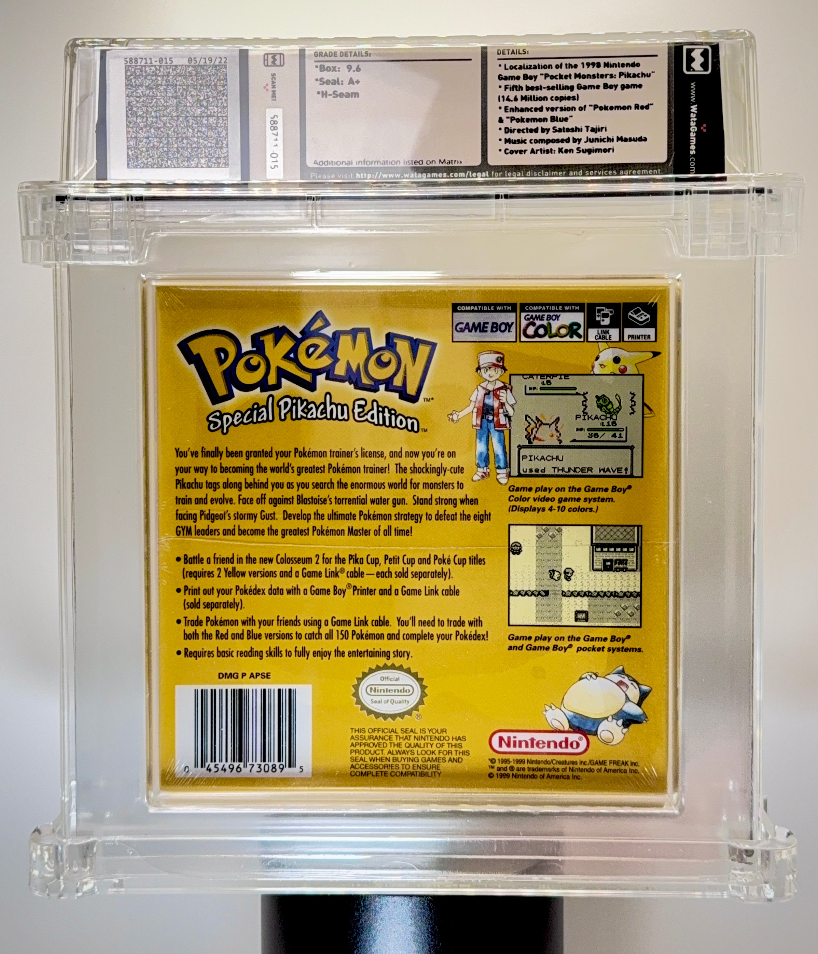 Pokemon - Yellow Pikachu Edition Gameboy - WATA 9.6 A+