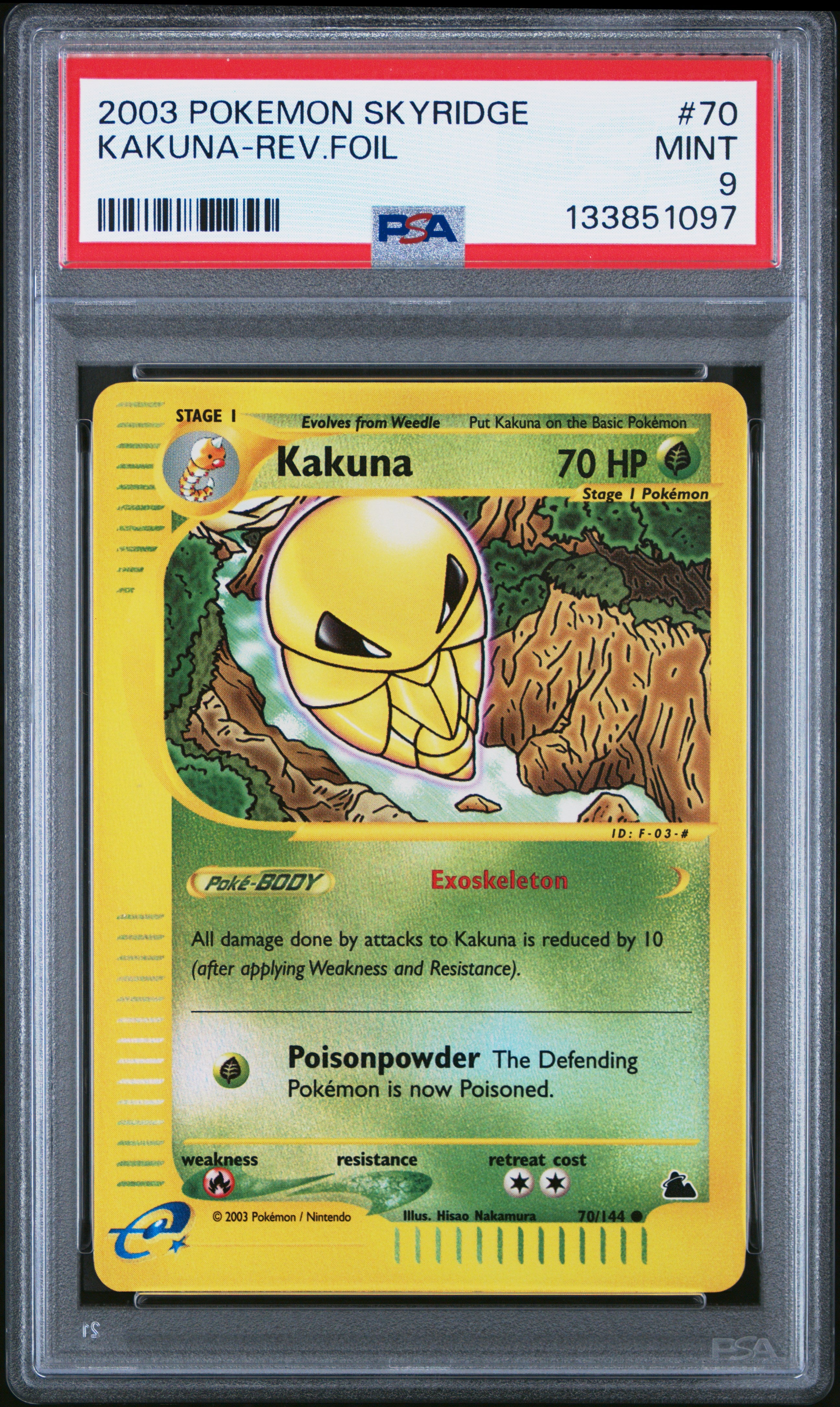 Kakuna Reverse Holo 70/144 Skyridge Pokemon PSA 9