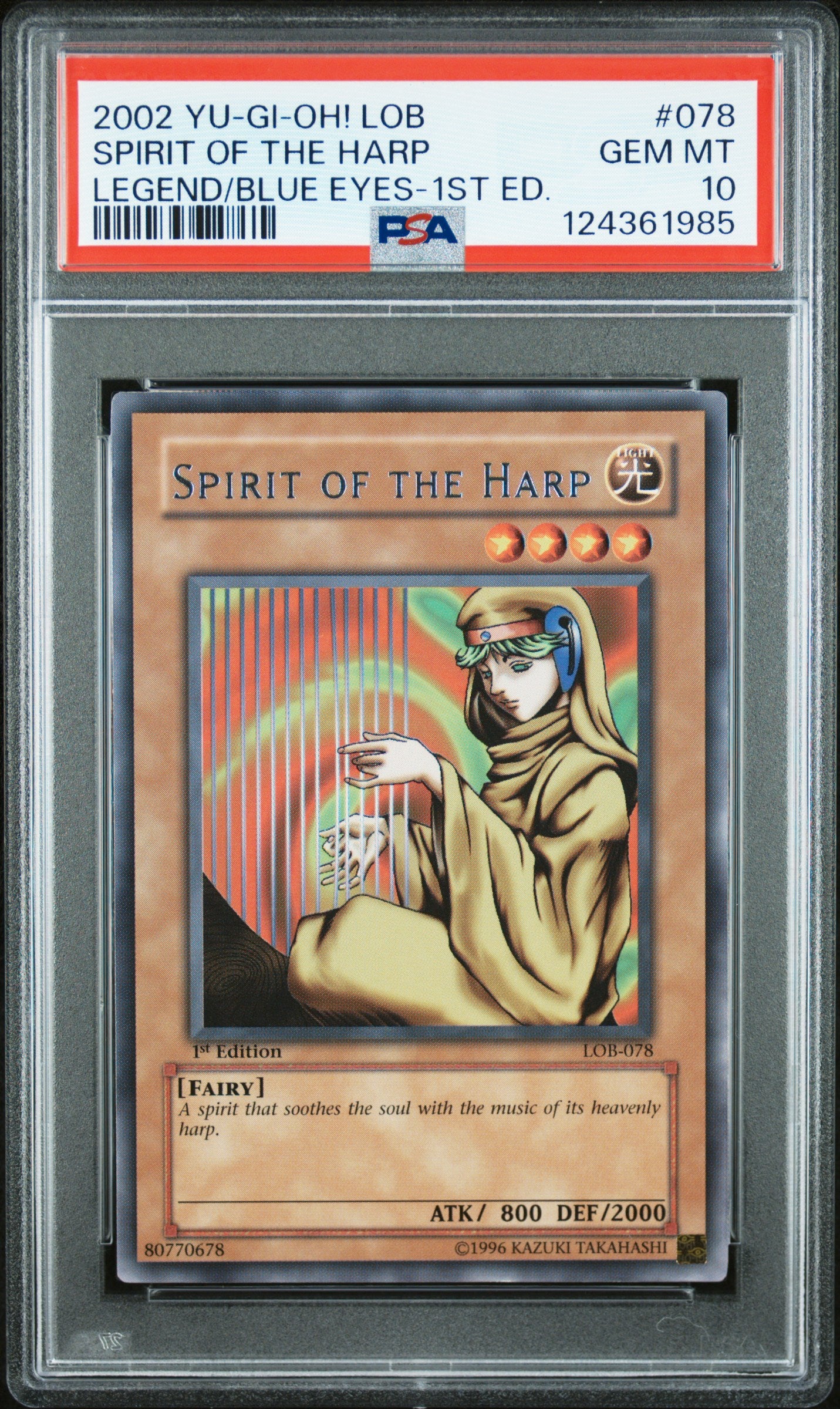 Spirit Of The Harp 078 LOB Legend Of Blue Eyes 1st Edition Yugioh PSA 10