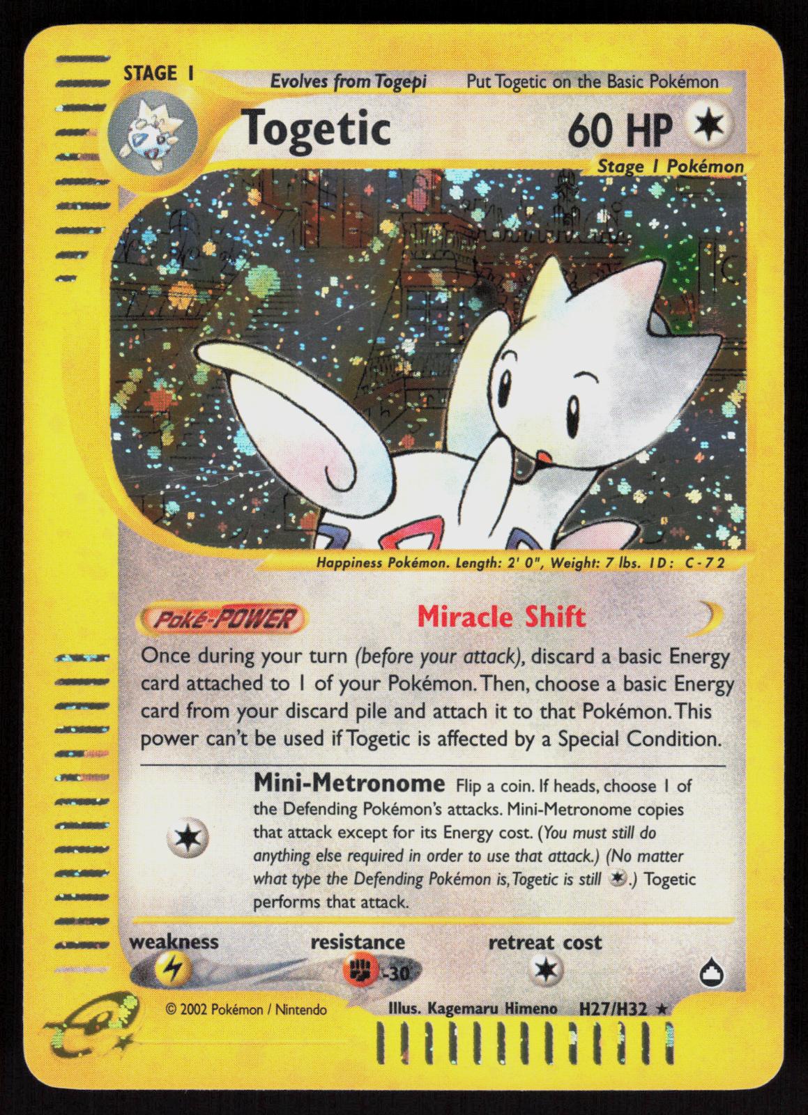 Pokemon Togetic H27/H32 Aquapolis Holo Rare Lightly Played